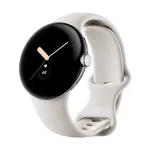 Google Pixel Watch LTE 41mm poliruoto sidabro korpusas su sportiniu dirželiu - Chalk