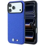 BMW M Carbon Metal Logo MagSafe dėklas, skirtas iPhone 18 Pro Max / 17 Pro Max &ndash; mėlynas