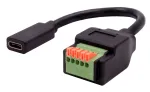 EXSYS EX-49122 USB-C moteri&scaron;kas prie 5 kontaktų gnybtų bloko adapteris su mygtuku, USB 2.0, 15 cm