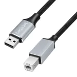 Logilink CU0107 USB 2.0 kabelis, USB-A/M &ndash; USB-B/M, 480 Mbps, nailonas, metalas, juodas/sidabrinis, 2 m