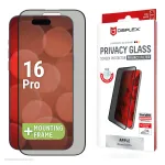 Displex privatumo apsauginis stiklas (10H) Apple iPhone 16 Pro su Eco tvirtinimo rėmeliu