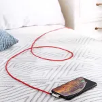 USB&ndash;Lightning laidas Aukey CB-AL01 Raudonas &mdash; Pintas nailoninis, Lightning jungtis Apple įrenginiams