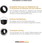 Walimex pro T2 adapteris, skirtas Fuji X - adapterio žiedas su rankiniu fokusavimu, paprastas naudojimas, objektyvo jungties žiedas suderinamas su Fuji X-T10, X-T20, X-T