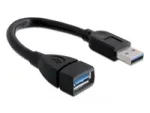 Delock 82776 USB 3.0 pailginimo kabelis, USB-A ki&scaron;tukas &ndash; USB-A lizdas, 0,15 m, juodas