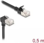 DeLOCK RJ45 Cat.6A S/FTP plonas 90&deg; 0,5 m juodas tinklo kabelis