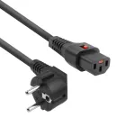 ACT Powercord CEE 7/7 ki&scaron;tukas (kampuotas) - C13 IEC Lock juoda 5 m, EL269S