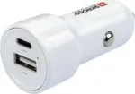 SKROSS Dvigubas automobilinis įkroviklis 65W PD su USB-C laidu baltas (SKCHCA0365WPDCN)