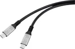 Renkforce USB-C Laidas USB4 Juodas Aliuminio Ki&scaron;tukas Silikonas (RF-6820206)
