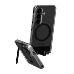Apsauginis dėklas PanzerGlass CARE&trade; Urban Explorer Case Samsung Galaxy S26, permatomas su juodu stoveliu ir Qi palaikymu