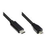 Jungiamasis kabelis USB 2.0, USB-C&trade; ki&scaron;tukas prie USB 2.0 Micro B ki&scaron;tuko, CU, juodas, 1 m, Good Connections&reg; (GC-M0122)