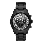 Michael Kors Lexington vyri&scaron;kas kvarcinis chronografo laikrodis MK8899 46 mm mėlynu ciferblatu ir sidabriniu plieniniu apyranke