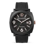 WATCHPEOPLE moteri&scaron;kas analoginis kvarcinis laikrodis 700994, 45 mm, juodas ciferblatas, odinis dirželis