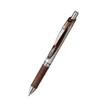 Pentel EnerGel Xm įtraukiamas gelinis ra&scaron;iklis &ndash; ruda pasta, 0,35 mm, itin plonas antgalis, adatinis antgalis, plastikinis korpusas, guminė rankena, rudas korpusas, sidabrinė segtukas, apvali forma