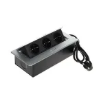 DELTA FPS-3S/CABLE Baldinis maitinimo blokas su 3 ki&scaron;tukiniais lizdais, 1,5 m kabeliu, juodas