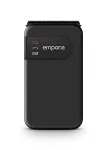 Emporia SIMPLICITYglam juodos spalvos (2025) senjorų mobilusis telefonas su SOS mygtuku, 4G LTE, 2,8 colio ekranu, įkrovimo stotelė