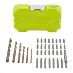 Ryobi RAK38SDD 38 dalių gręžimo ir sukimo antgalių rinkinys su 24 x 25 mm atsuktuvų antgaliais, HSS ir mūro antgaliais, veržliarakčiais, magnetiniu laikikliu ir dėklu