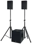 ACT SOL8SISAS Solton ACT SAT aktyvi 2.1 PA sistema, 1000W RMS, su 15 colių žemų dažnių garsiakalbiu ir 8 colių palydovais