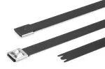 HellermannTyton MBT14XHFC-SS316/SP-BK nerūdijančio plieno kabelių rai&scaron;tis, rutulinė spyna, juodas poliesterio dengimas, 360 mm x 7,9 mm, UV stabilizuotas, 1 vnt. 111-00299