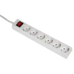 Hama 00108833 baltas ilgintuvas 6 lizdų su jungikliu ir apsauga nuo vaikų, 5 m