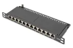DIGITUS CAT6A jungčių skydelis, ekranuotas, 12 prievadų 1/2U, 10 inch montavimui stove, juodas RAL 9005