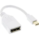 InLine Mini DisplayPort (vyri&scaron;kas) į DisplayPort (moteri&scaron;kas) laidas, 4K2K, baltas, 0,15 m