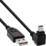 USB laidas A tipo (vyri&scaron;kas) / Mini 5 kontaktų (vyri&scaron;kas) 90&deg; kampu auk&scaron;tyn juodas 3 m InLine 31430