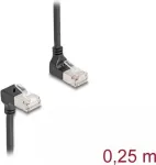 DeLOCK RJ45 Cat.6A S/FTP plonas 90&deg; 0,25 m juodas tinklo kabelis