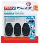 tesa Powerstrips Haken SMALL Oval, schwarz aus hochwertigem Kunststoff, mehrfach verwendbar mit - 1 St&uuml;ck (58275-00000-20)