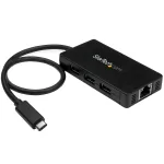 StarTech.com 3 prievadų USB 3.0 &scaron;akotuvas su Gigabit Ethernet &ndash; USB-C &ndash; su maitinimo adapteriu