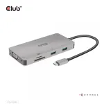 CLUB3D USB Gen1 Type-C 9-in-1 &scaron;akotuvas su HDMI, VGA, 2x USB Gen1 Type-A, RJ45, SD/Micro SD kortelių lizdais ir USB Gen1 Type-C moteri&scaron;ku prievadu