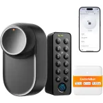&bdquo;SwitchBot Ultra Touch Bundle&ldquo; rinkinys juodas, spyna &bdquo;Lock Ultra&ldquo; juoda, klaviatūra &bdquo;Keypad Touch&ldquo;, &scaron;liuzas &bdquo;Hub Mini&ldquo;