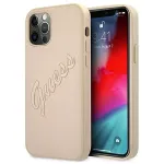 Guess Saffiano Vintage Script Hard Case, skirta Apple iPhone 12 Pro Max 6,7 inch &ndash; Gold