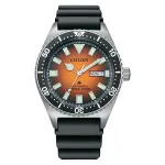 Citizen NY0120-01Z vyrų automatinis laikrodis 41 mm oranžiniu ciferblatu ir poliuretano apyranke