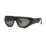 PHILIPP PLEIN SPP153-580U28 Vyri&scaron;ki stačiakampiai akiniai nuo saulės, blizgantis juodas acetato rėmelis, dūminiai pilki polikarbonato lę&scaron;iai, 58 mm