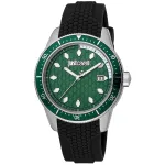 JUST CAVALLI MAN JC1G179P0015 42 mm kvarcinis analoginis laikrodis, juodas ciferblatas, odinė apyrankė