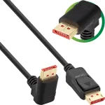 InLine DisplayPort 1.4 laidas, 8K4K, kampu į vir&scaron;ų, juodas/auksinis, 2m