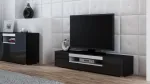 Cama Meble VIVA 180 TV komoda, juoda/juoda blizgi + balta