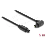 Delock TOSLINK optinis garso kabelis 5 m, 90&deg; kampu lenktas į tiesų jungtį, 4 mm, juodas