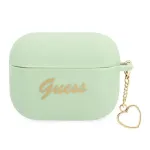 GUESS GUAPLSCHSN AirPods Pro dėklas žalias silikoninis Charm Heart kolekcija