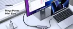UGREEN Revodok CM511 5 viename USB-C hub'as (15596), 3 x USB-A, 4K HDMI, USB-C PD 100 W, pilkos spalvos
