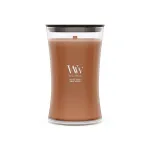 WoodWick Radiant Amber 609,5g kvapioji žvakė su medine dagtimi, iki 180 valandų degimo, smėlio laikrodžio formos stiklinėje