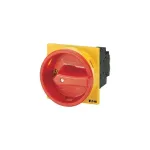 Eaton P1-32/EA/SVB/N/HI11 4 polių pagrindinis jungiklis, 32A, IP65, juodas korpusas su raudona/geltona rankena 057859