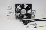 IT-BUDGET IT spintos ventiliatoriaus komplektas su termostatu - 160 m&sup3;/h oro srautas - 230 V - 1 ventiliatorius, apsauginės grotelės, kabeliai, termostatas, varžtai (90ITBLUESET1T)