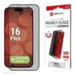 Displex privatumo ekrano apsauginis stiklas (10H) Apple iPhone 16 Plus, su Eco tvirtinimo rėmeliu