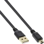 InLine USB 2.0 plok&scaron;čias laidas USB A ki&scaron;tukas / Mini-B ki&scaron;tukas 5pin juodas/auksinis 1,0 m
