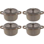 Staub Mini Cocotte Set 4-Piece Ceramic Round Antique Gray 10 cm