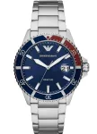 Armani AR11339 vyri&scaron;kas laikrodis, 42 mm nerūdijančio plieno korpusas, kvarcinis, juodas ciferblatas, odinė apyrankė
