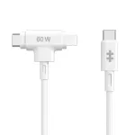 HYPER HyperJuice USB-C / USB-C+Lightning hibridinis kabelis 1.5 m baltas