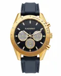 RADIANT RA668709 Vyri&scaron;kas analoginis kvarcinis laikrodis, 44 mm, juodas ciferblatas, odinis dirželis