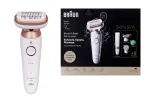 Braun Silk-&eacute;pil 9 Flex SkinSpa SES9-481 3D epiliatorius Wet & Dry, balta/auksinė spalva